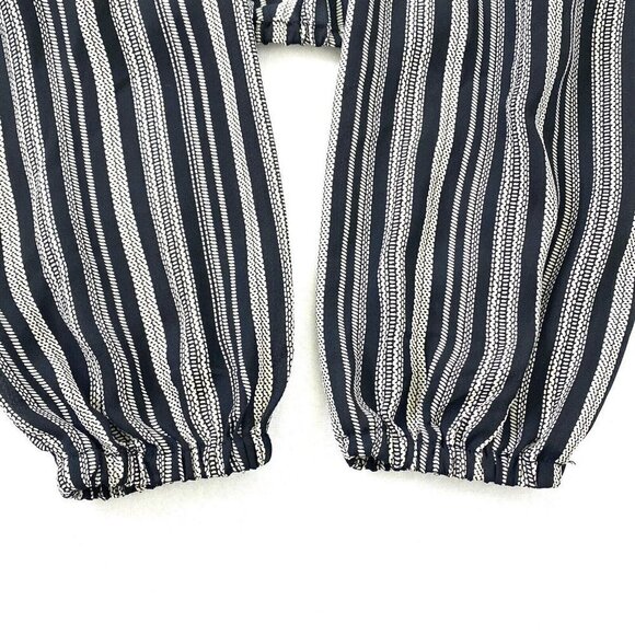 Windsor Crop Blouse Womens Medium Deep V'd Semi Sheer Long Sleeve Knot Black - Picture 4 of 8